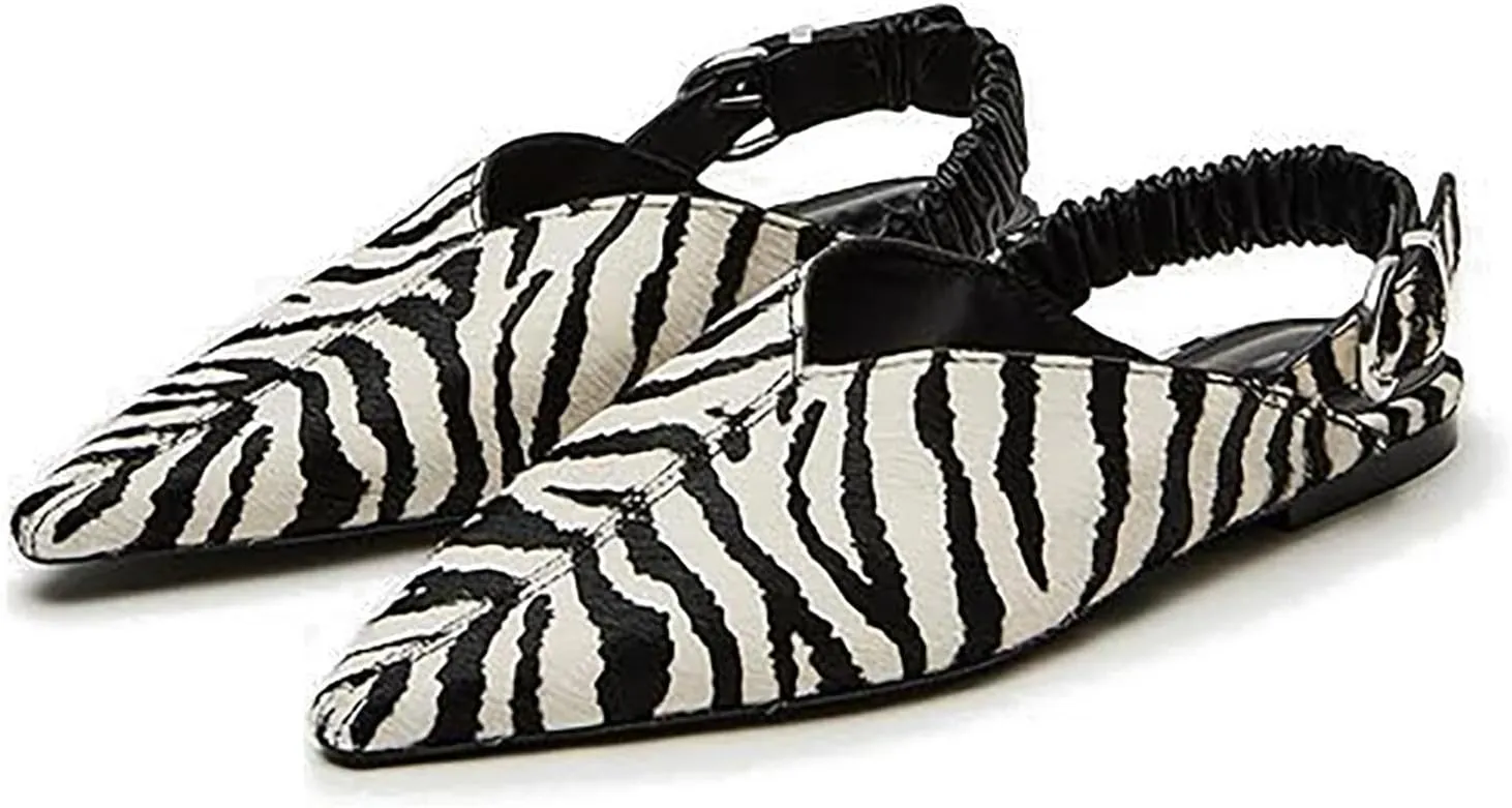 heelchic Women's Slingback Flats Pointed Toe Ruched Slingback Ballet Casual Fashion Plain Ballet Comfort Soft Slip On Flats