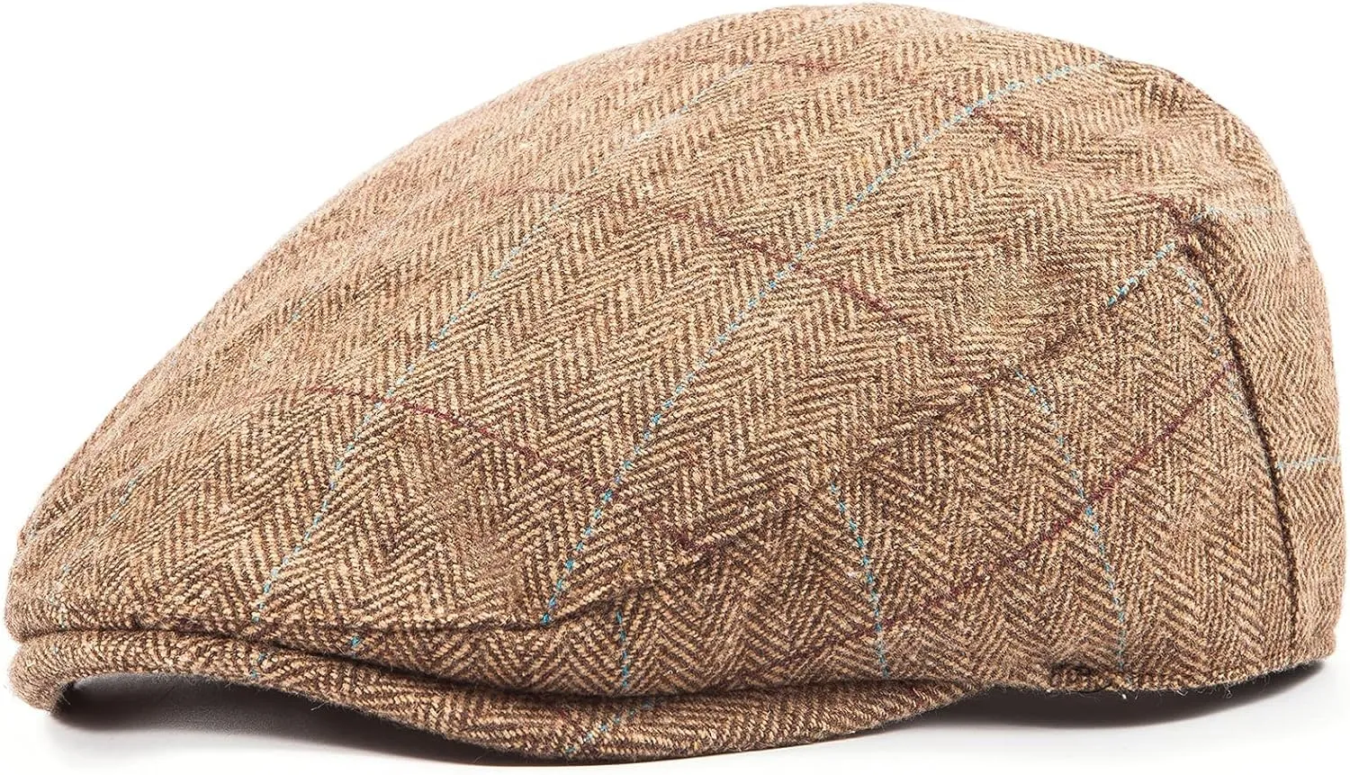 Herringbone Flat Ivy Newsboy Cap for Men Classic Wool Blend Tweed Cabbie Hat