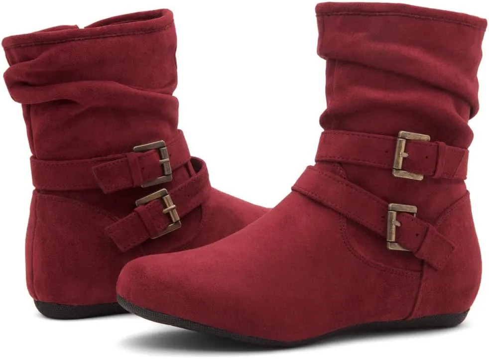 Herstyle Lindell Womens Ankle Booties Fashion Slouch Mid-Calf Flat Boots