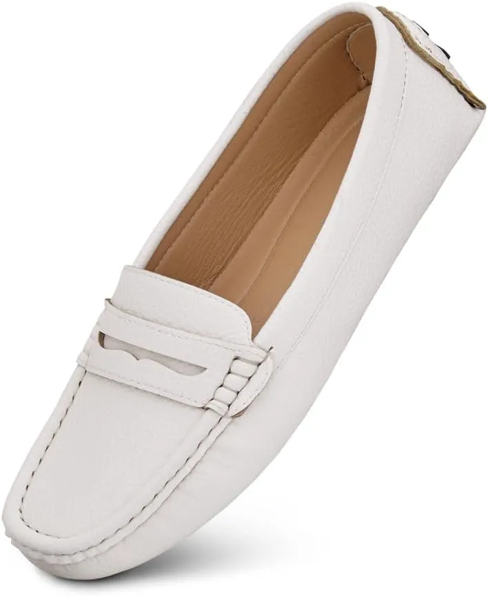 Herstyle Women's Penny Loafers, Slip On Flats for Business & Work, Comfortable Driving Moccasins with Cushioned Footbed, Lightweight Dressy Shoes for Women (Trendy 2025)