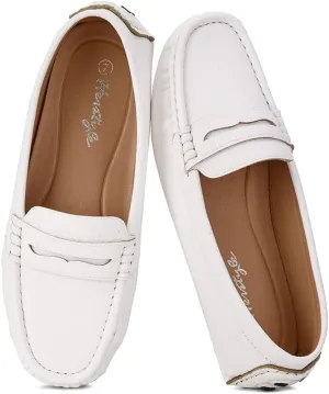 Herstyle Women's Penny Loafers, Slip On Flats for Business & Work, Comfortable Driving Moccasins with Cushioned Footbed, Lightweight Dressy Shoes for Women (Trendy 2025)