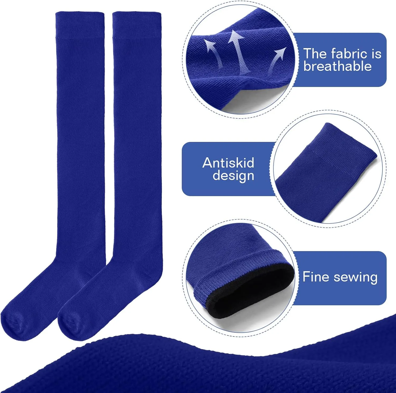 Hicarer 6 Pairs High Baseball Socks over Knee Football Softball Sock Youth Combo Long Sport Men Tube Socks Women