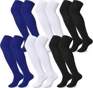 Hicarer 6 Pairs High Baseball Socks over Knee Football Softball Sock Youth Combo Long Sport Men Tube Socks Women