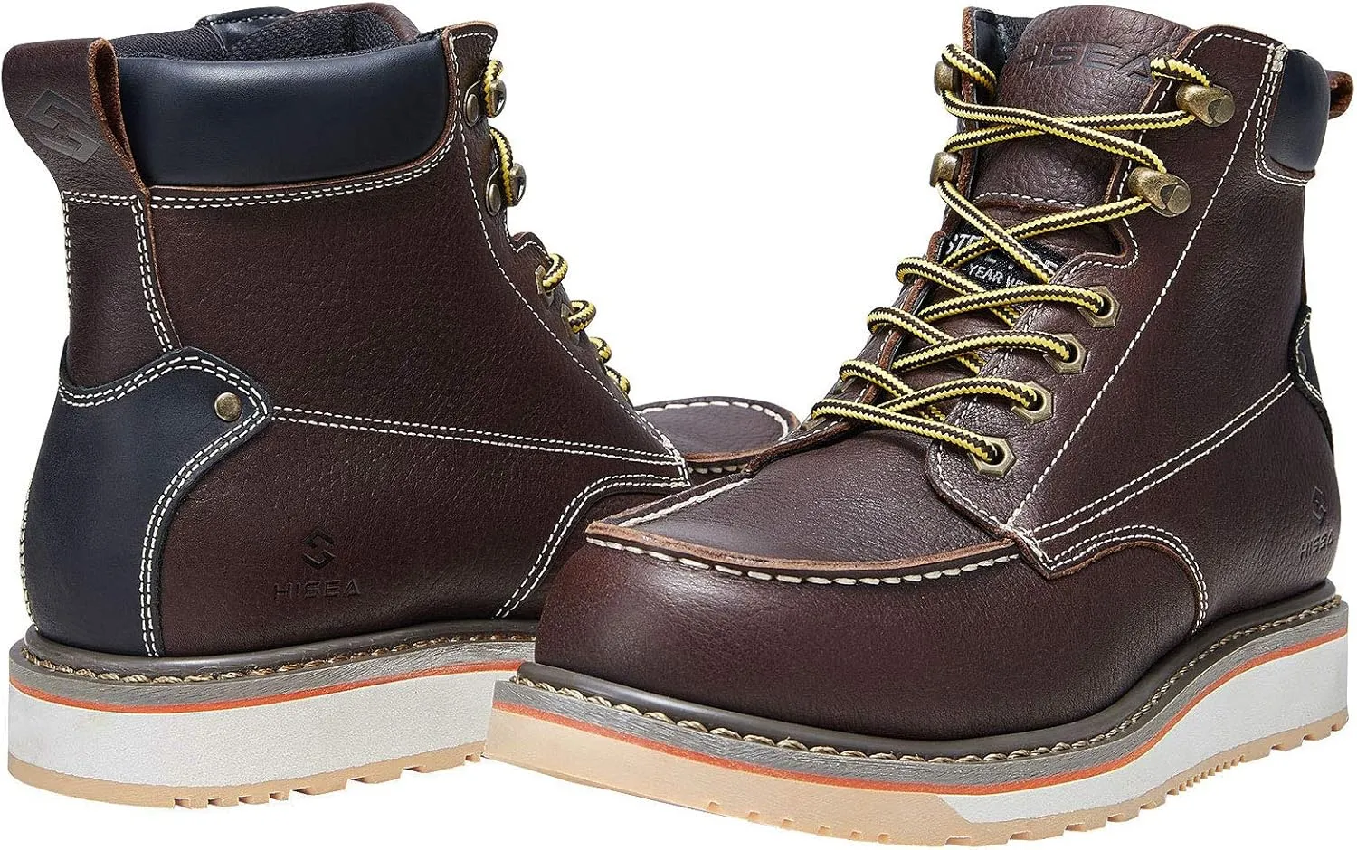 HISEA NINGO Work Boots for Men Steel/Soft Toe Boots, 6” Waterproof Slip Resistant Industrial & Construction Work Boots, Composite Toe Working Boots