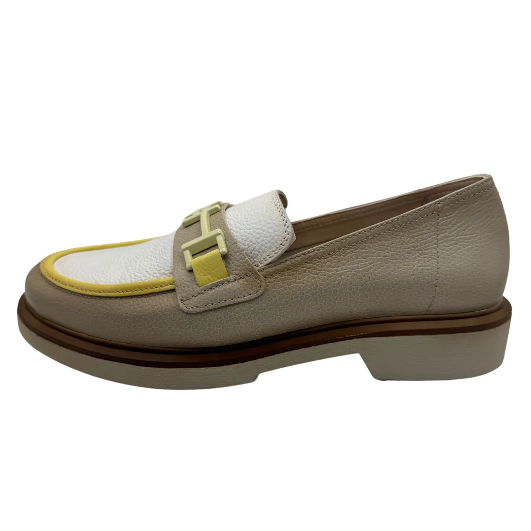 Hispanitas Taupe, White & Yellow Loafers