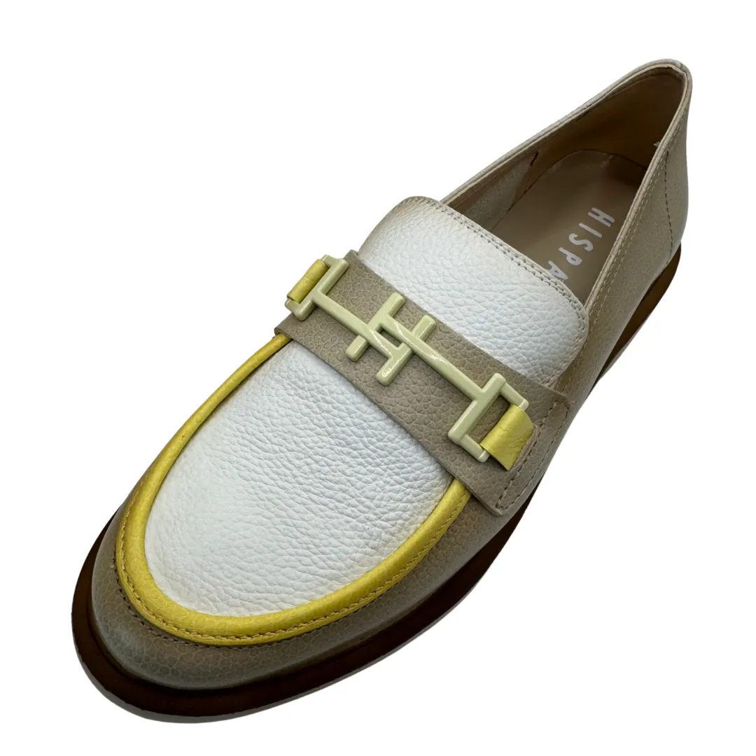 Hispanitas Taupe, White & Yellow Loafers