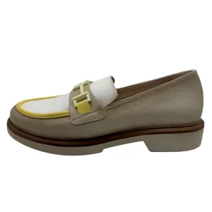 Hispanitas Taupe, White & Yellow Loafers