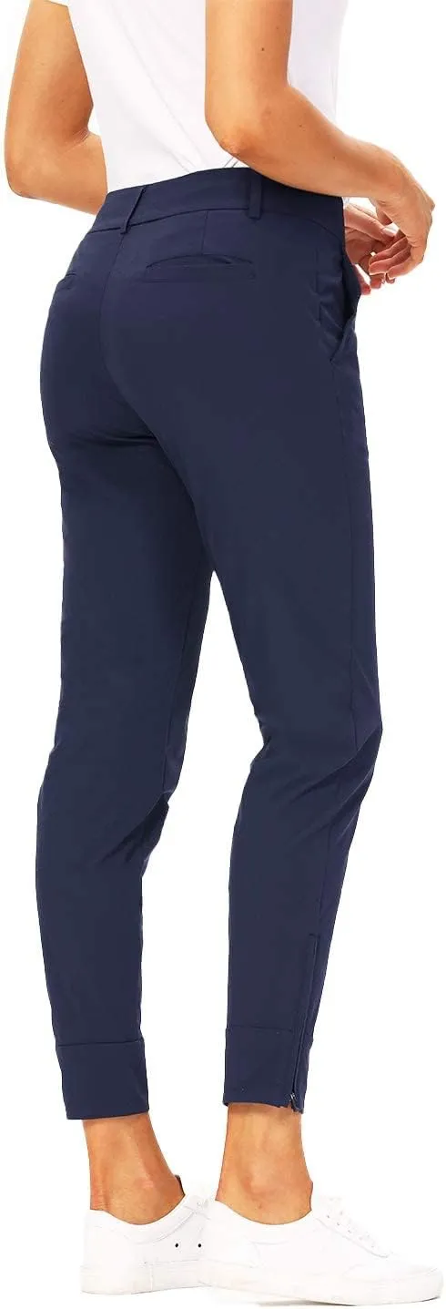 Hiverlay Womens pro Golf Pants Quick Dry Slim Lightweight Work Pants with Straight Ankle Also for Hiking or Casual Ladies