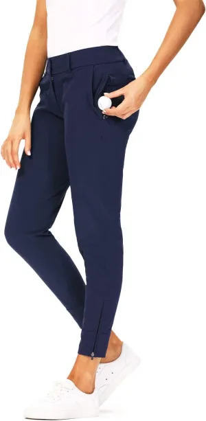 Hiverlay Womens pro Golf Pants Quick Dry Slim Lightweight Work Pants with Straight Ankle Also for Hiking or Casual Ladies