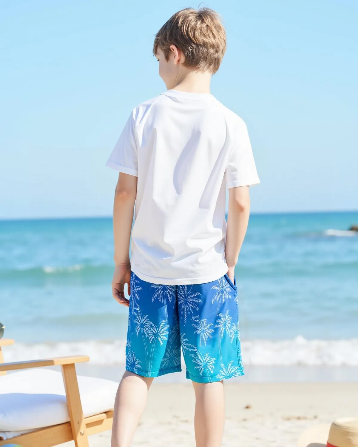 HONGTEYA Boys Swim Trunks with Compression Liner Boys Bathing Suit UPF 50  Kids Quick Dry Swimwear Shorts 6-12 Years