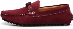 HOOENG Loafer Shoes for Men Suede Vamp Round Toe Breathable Stitching Details Rope Tie Flat Heel Flexible Soft Walking Slip on (Color : Wine Red, Size : 7.5)