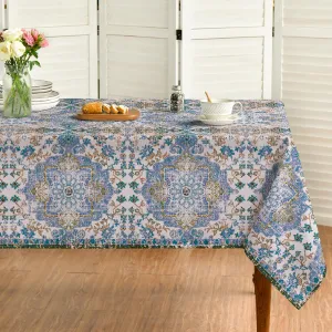 Horaldaily Boho Bohemia Style Tablecloth 52×70 Inch Rectangular, Blue Vintage Country Rustic Farmhouse Magical Fall Orange Washable Seasonal Table Cover for Party Picnic Dinner Decor