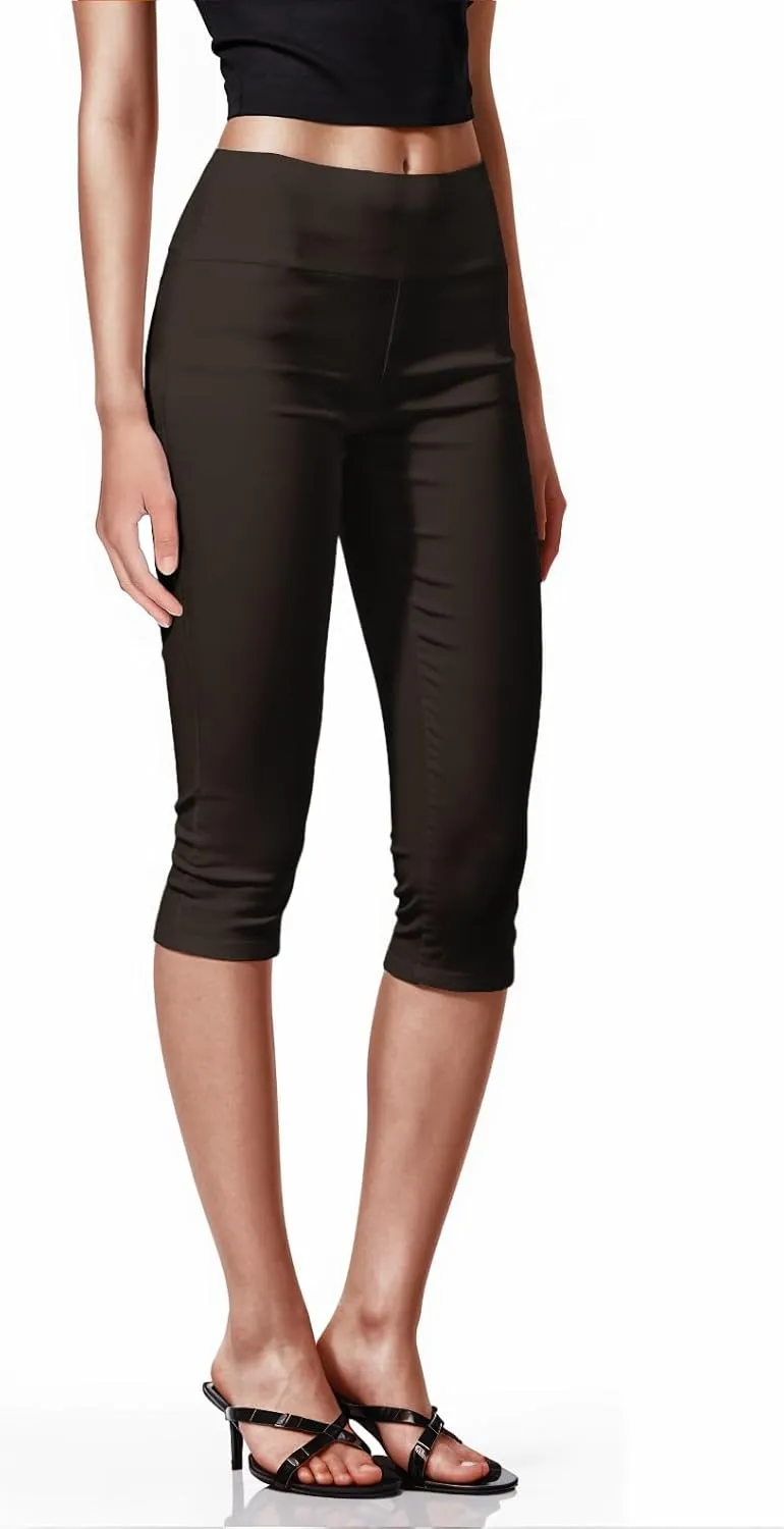 Hybrid & Company Womens Super Comfy Stretch Pull On Millennium Twill Capri Shorts