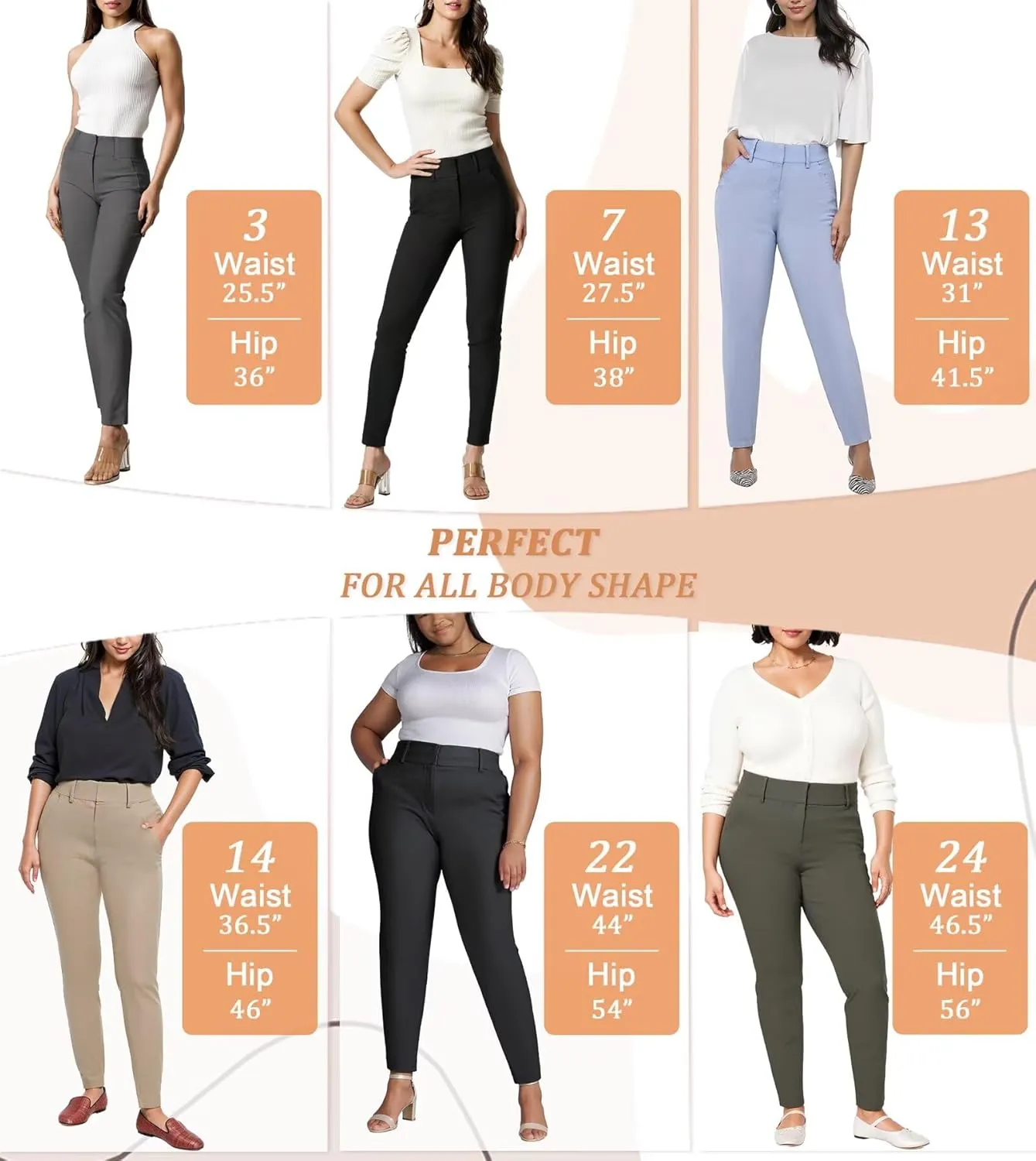 Hybrid & Company Womens Ultra Comfy Stretch Slim Fit Trousers Chino Pants with Pocket