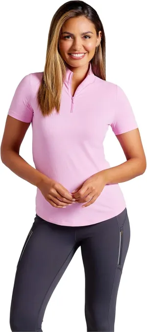 IBKUL Athleisure Wear Sun Protective UPF 50  Icefil Cooling Short Sleeve Mock Neck Top - 87000