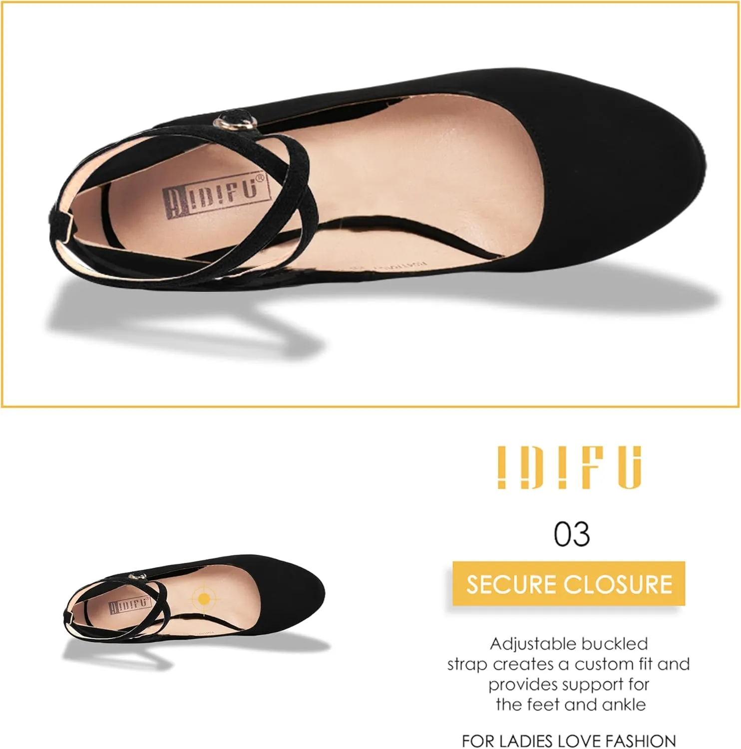 IDIFU Women's Tracy Platform High Heels Closed Toe Pumps Strappy Cross Ankle Strap Shoes for Casual Work Wedding