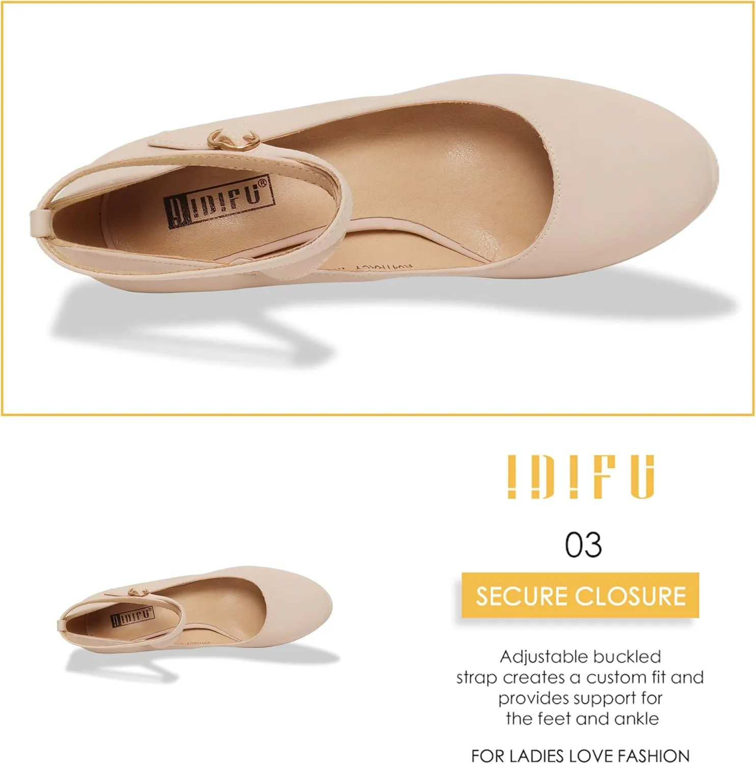 IDIFU Women's Tracy Platform High Heels Closed Toe Pumps Strappy Cross Ankle Strap Shoes for Casual Work Wedding