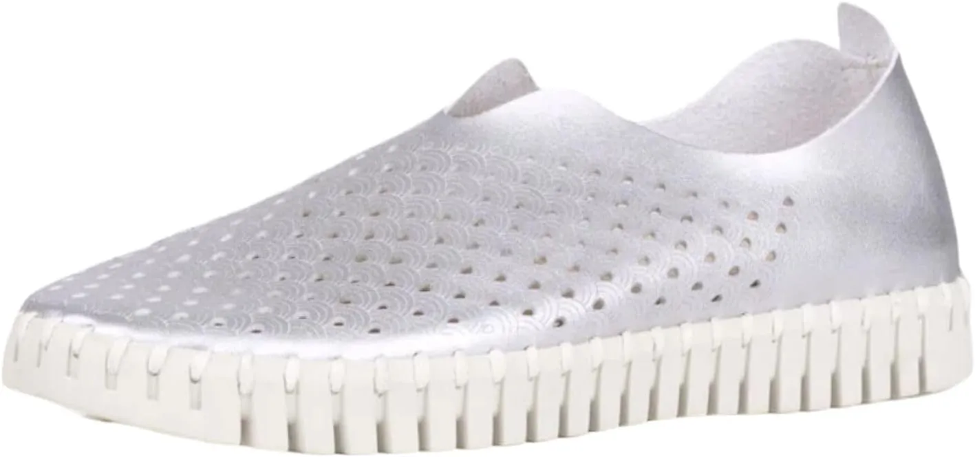 Ilse Jacobsen HORNBÆK Women's Tulip 3576 Flat | Slip-On | Low-Top | Silver | 39 EU/9 M US
