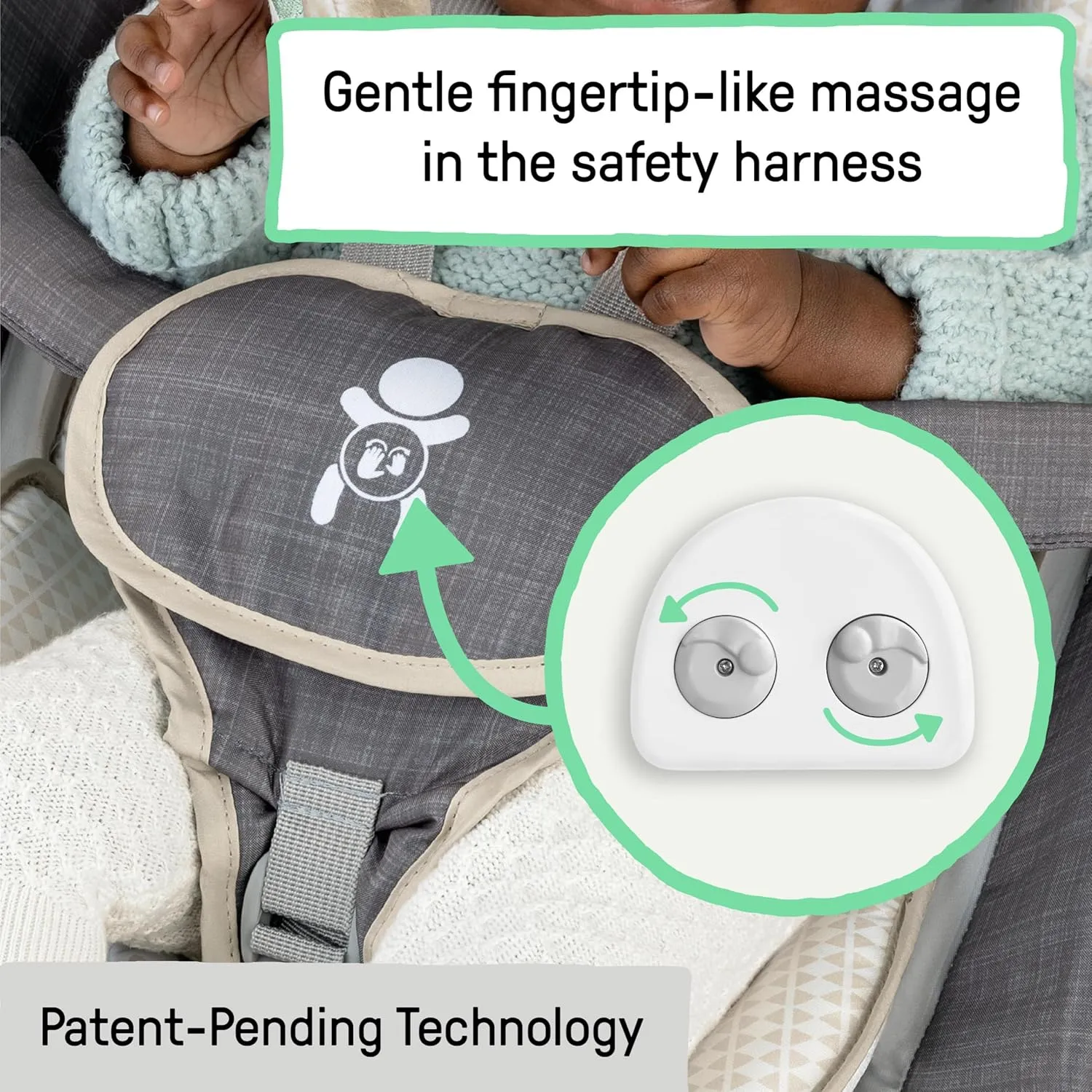 Ingenuity Gas Relief and Anti-Colic Baby Bouncer Seat and Rocker, Gentle Belly Message to Relax and Soothe Bellies, Instant Tummy Soother, 20 Songs and Melodies – Parker
