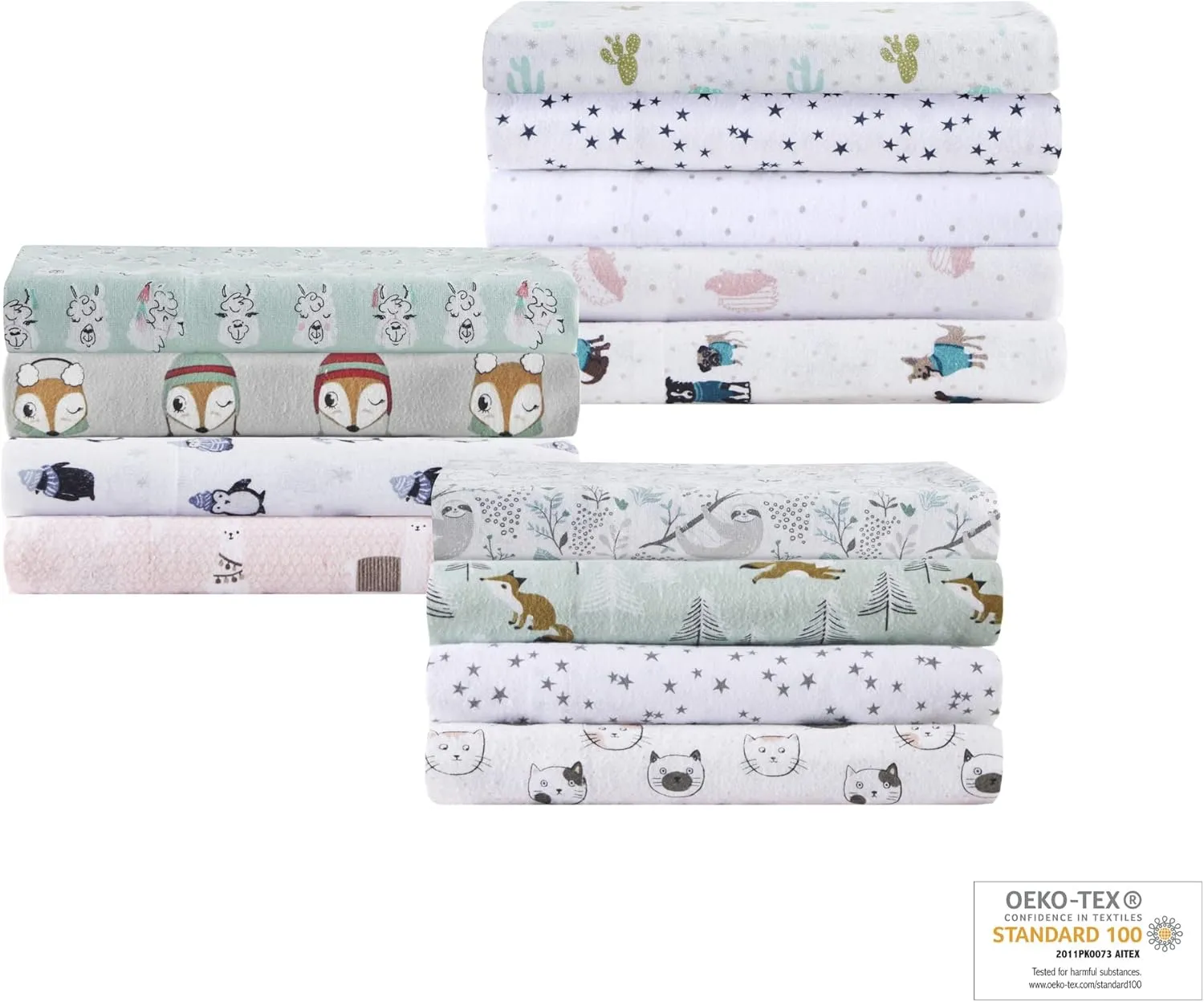Intelligent Design Cozy Soft 100% Cotton Flannel Print Animals Stars Cute Warm, Ultra Soft Cold Weather Sheet Set Bedding, Twin, Blue Stars 3 Piece