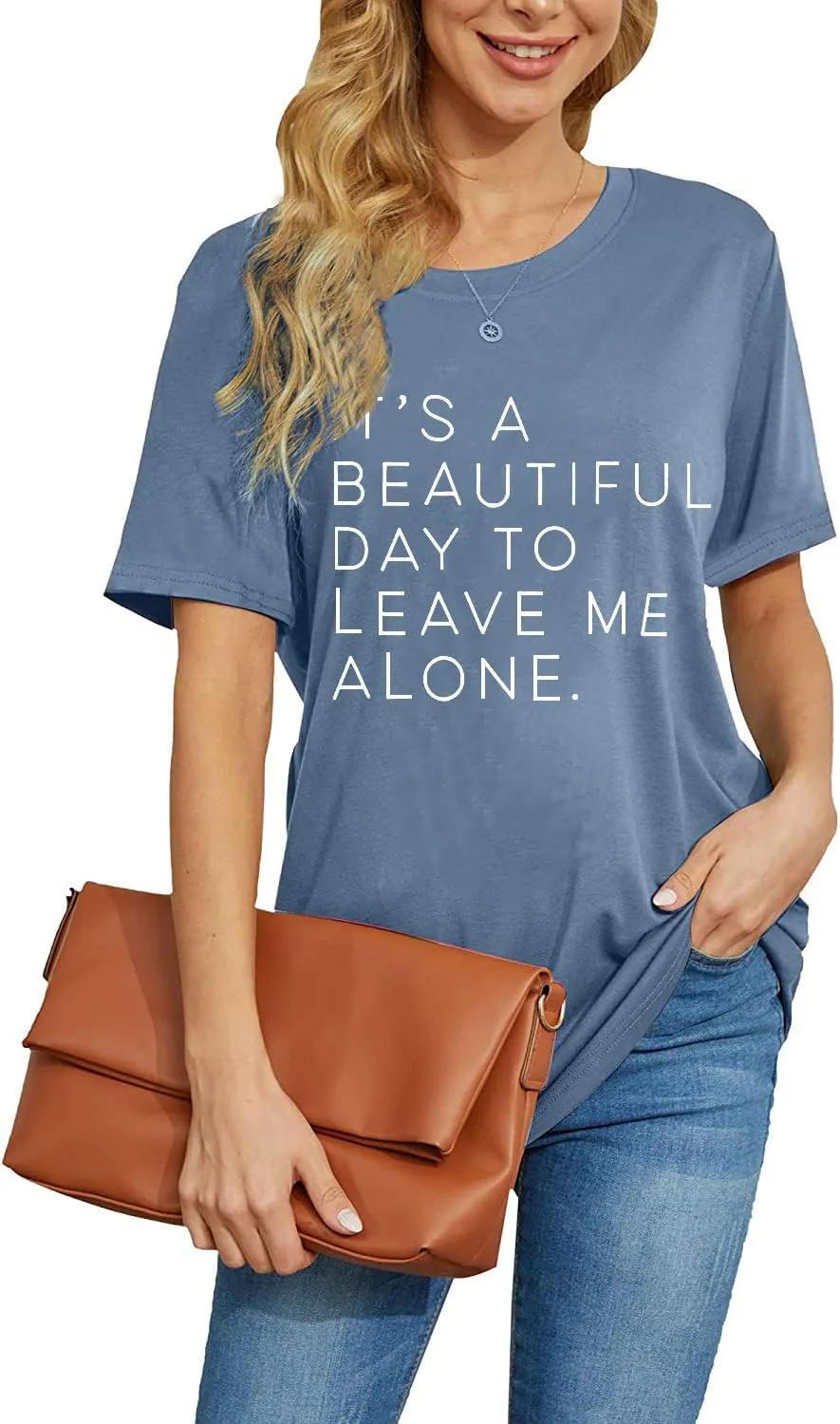 It's A Beautiful Day to Leave Me Alone Cute Summer Funny Saying Letter Print T Shirts for Women Graphic Tee Tops