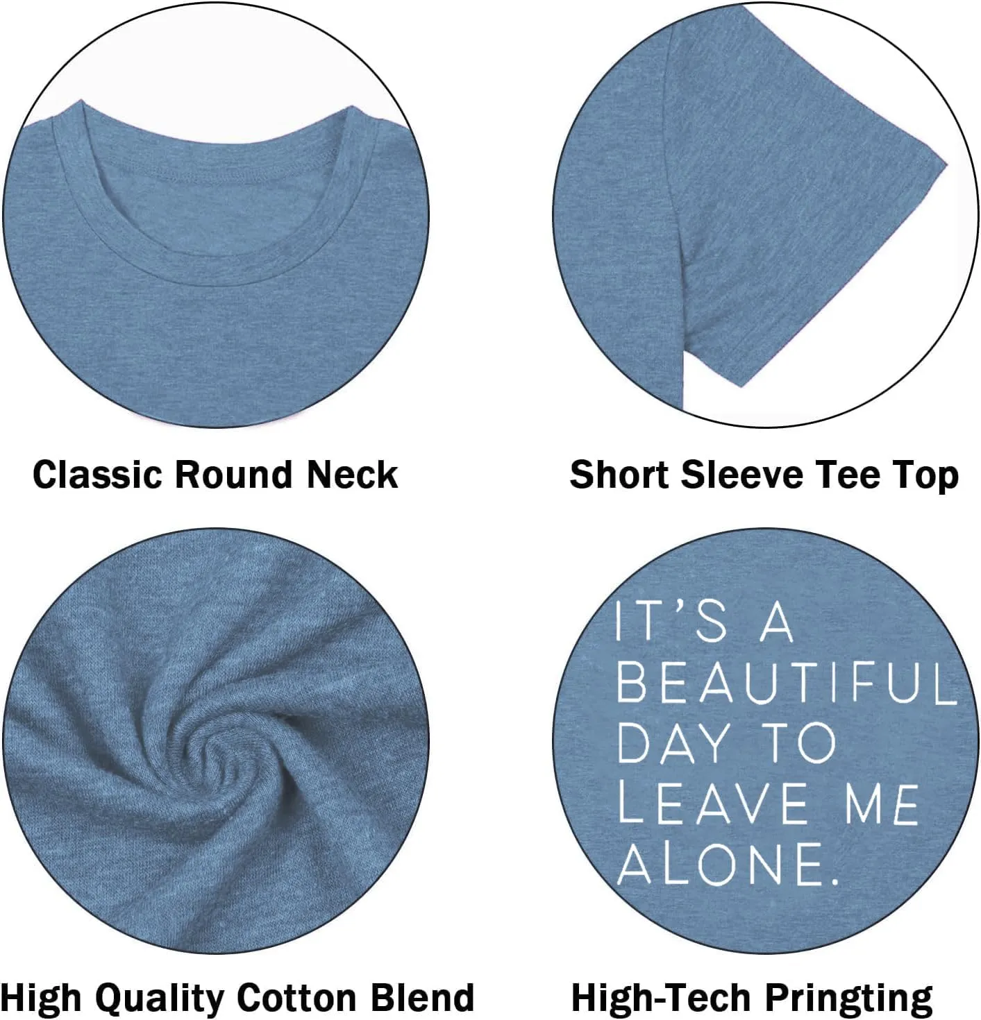 It's A Beautiful Day to Leave Me Alone Cute Summer Funny Saying Letter Print T Shirts for Women Graphic Tee Tops