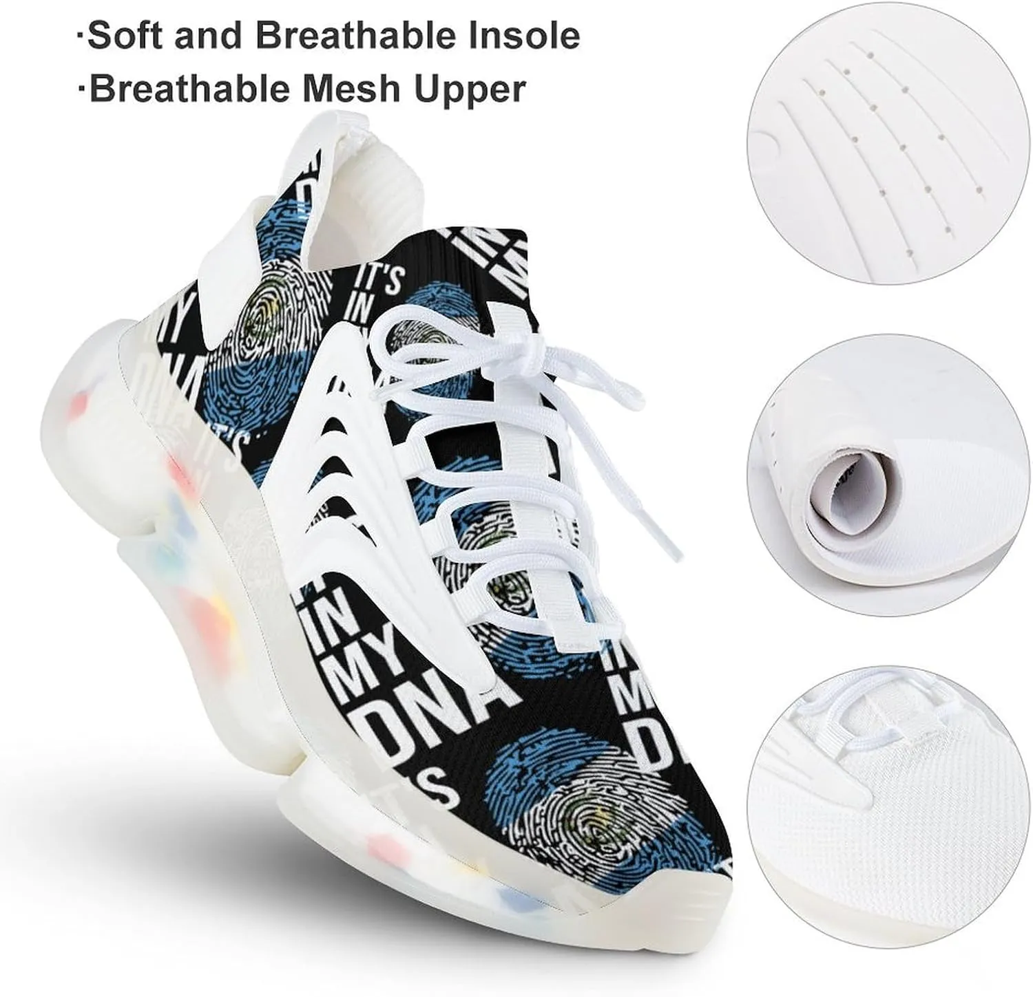 It's in My DNA Guatemala Flag Comfortable Running Shoes for Men Quick Dry Non-Slip Tennis Gym Sneakers