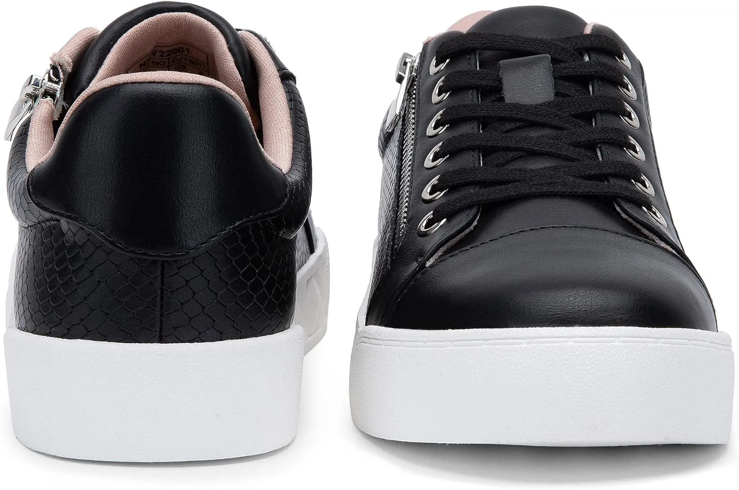 Jeossy Women's Flat Low Top Casual Fashion Sneakers Round Toe Shoes with Zipper