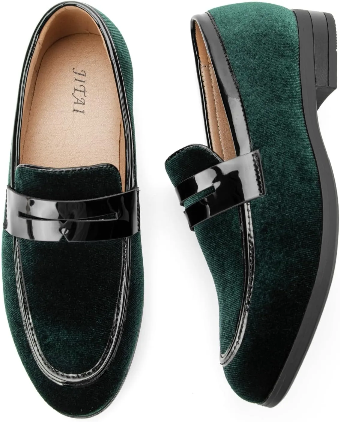 JITAI Velvet Boy's Dress Shoes Slip-On Loafers Wedding Shoes for Boys