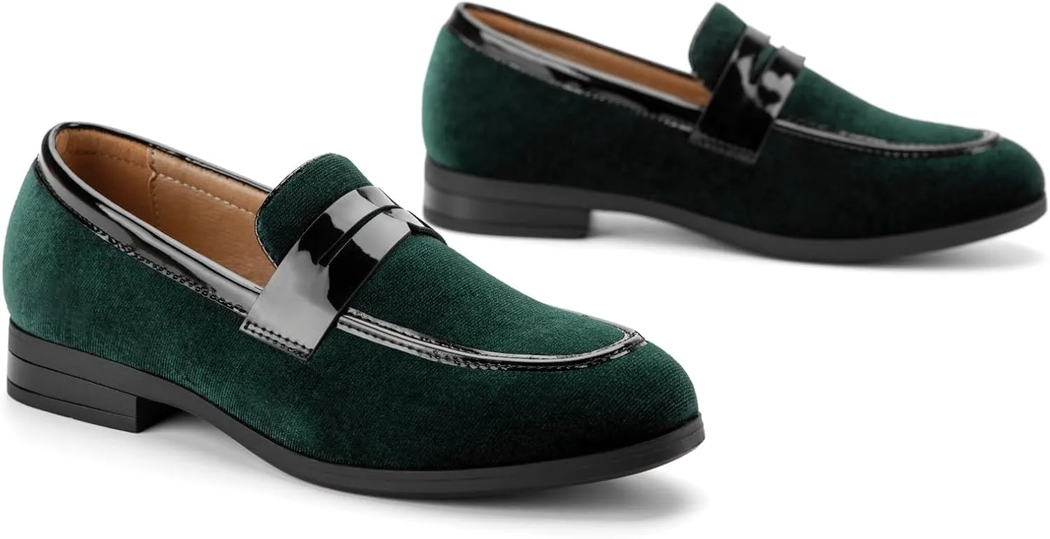 JITAI Velvet Boy's Dress Shoes Slip-On Loafers Wedding Shoes for Boys