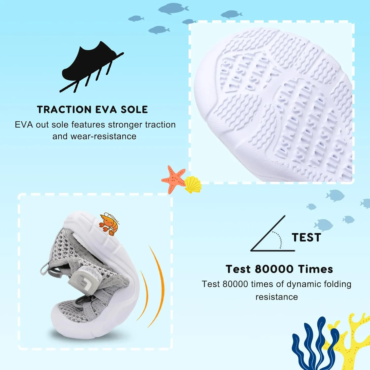 JOINFREE Toddler Boys Girls Water Shoes Breathable Qucik Dry Sport Beach Sandals Lightweight Barefoot Flexible