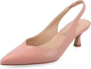 Journee Womens Low Kitten Heel Slingback Closed Pointed Toe Pump Slip On Snake Print Mikoa Slides