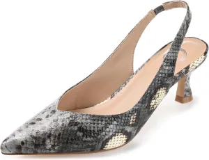 Journee Womens Low Kitten Heel Slingback Closed Pointed Toe Pump Slip On Snake Print Mikoa Slides