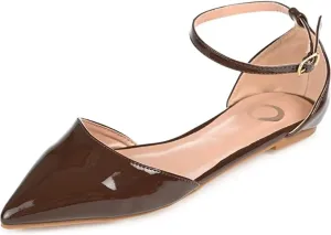 Journee Womens Reba Buckle Pointed Toe Ballet Flats