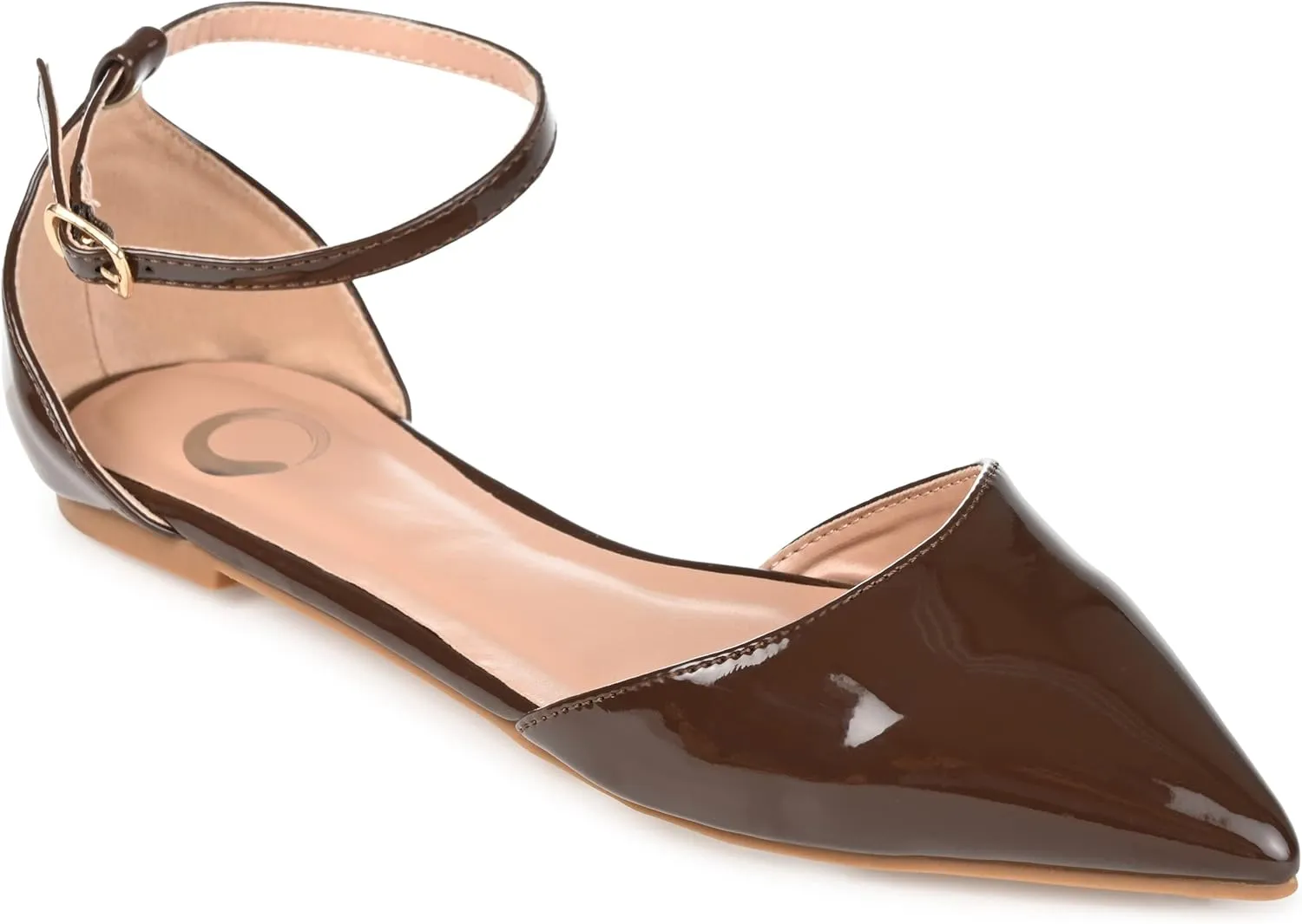 Journee Womens Reba Buckle Pointed Toe Ballet Flats