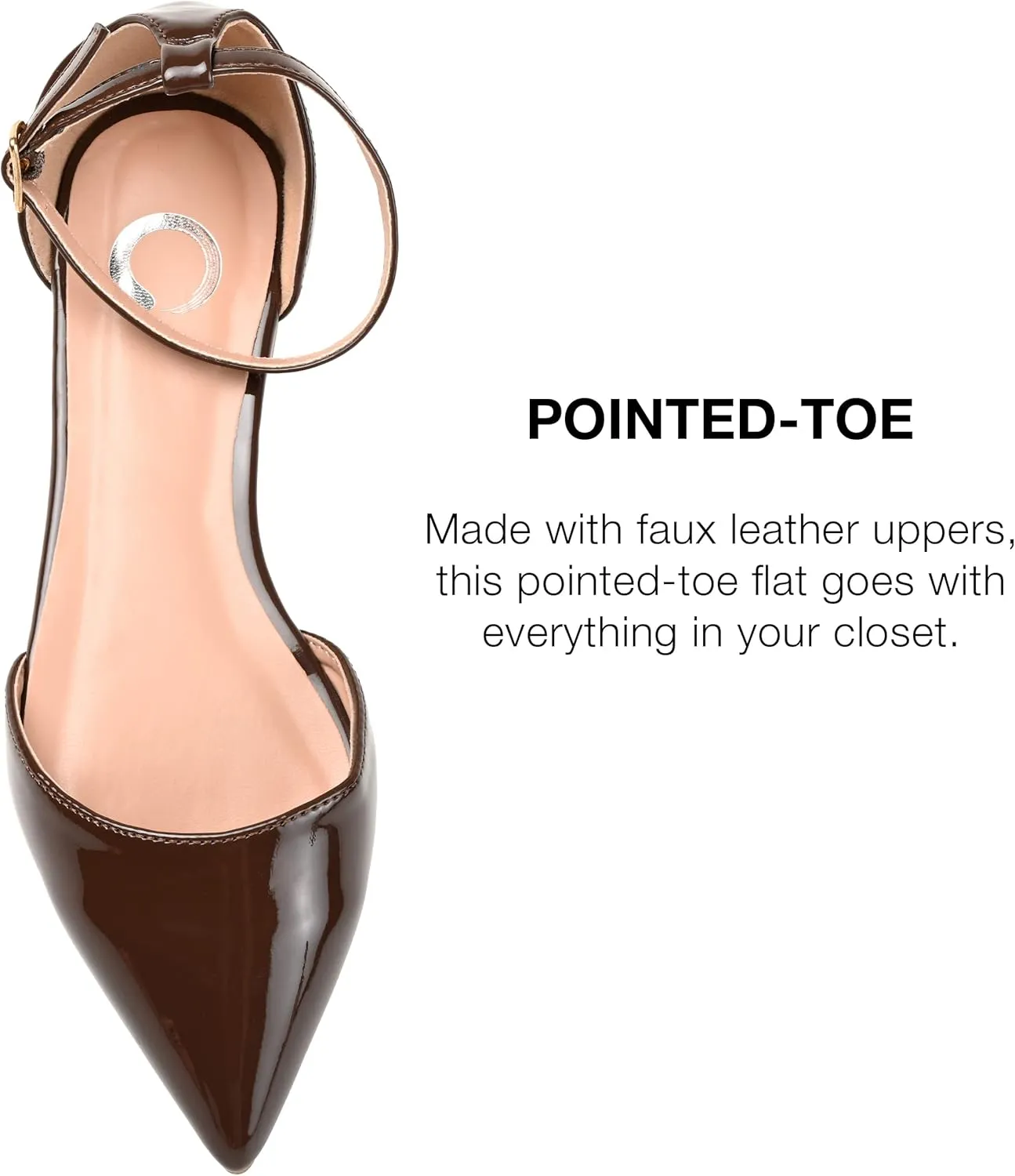 Journee Womens Reba Buckle Pointed Toe Ballet Flats