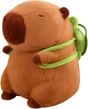 JPORSHU Capybara Plush Toy，18inch Capybara Plush with Turtle Backpack， Kawaii Capybara Stuffed Animal and Home Decor Gifts