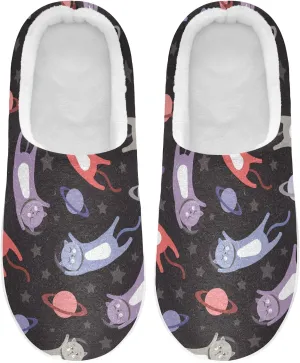 JUNZAN Colorful Dinosaurs Men's Women's Memory Foam House Slippers Non Skid Soft Warm Sole Coral Fleece Slip-on Closed Toe Hand Free Shoes for Bedroom Travel