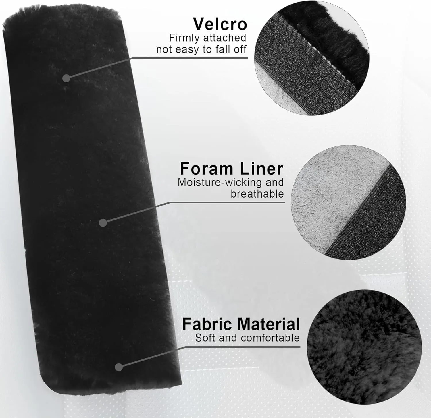 JUSTTOP 2-Pack Soft Faux Sheepskin Car Seat Belt Shoulder Pads Cover for More Comfortable Driving(Black)