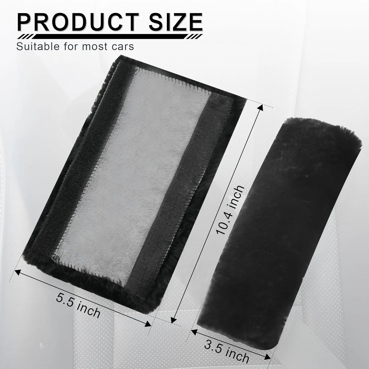 JUSTTOP 2-Pack Soft Faux Sheepskin Car Seat Belt Shoulder Pads Cover for More Comfortable Driving(Black)