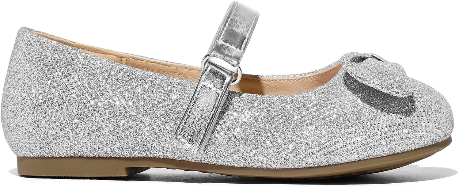 K KomForme Girl's Ballet Flats Non-Slip Soft Mary Jane Walking Party Dress Shoes for Toddler/Little Kid/Big Kid