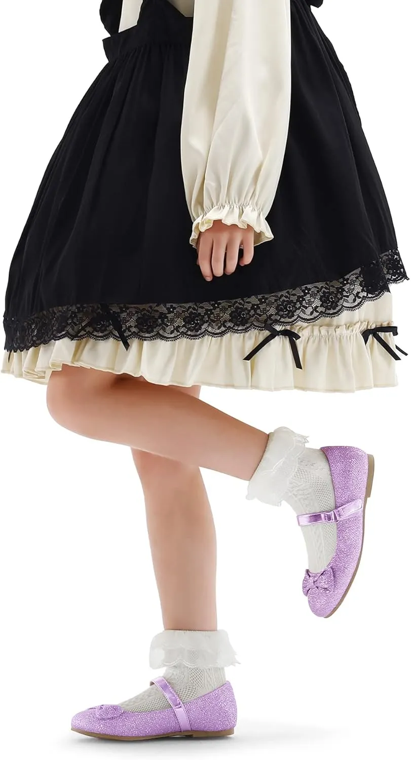K KomForme Girl's Ballet Flats Non-Slip Soft Mary Jane Walking Party Dress Shoes for Toddler/Little Kid/Big Kid