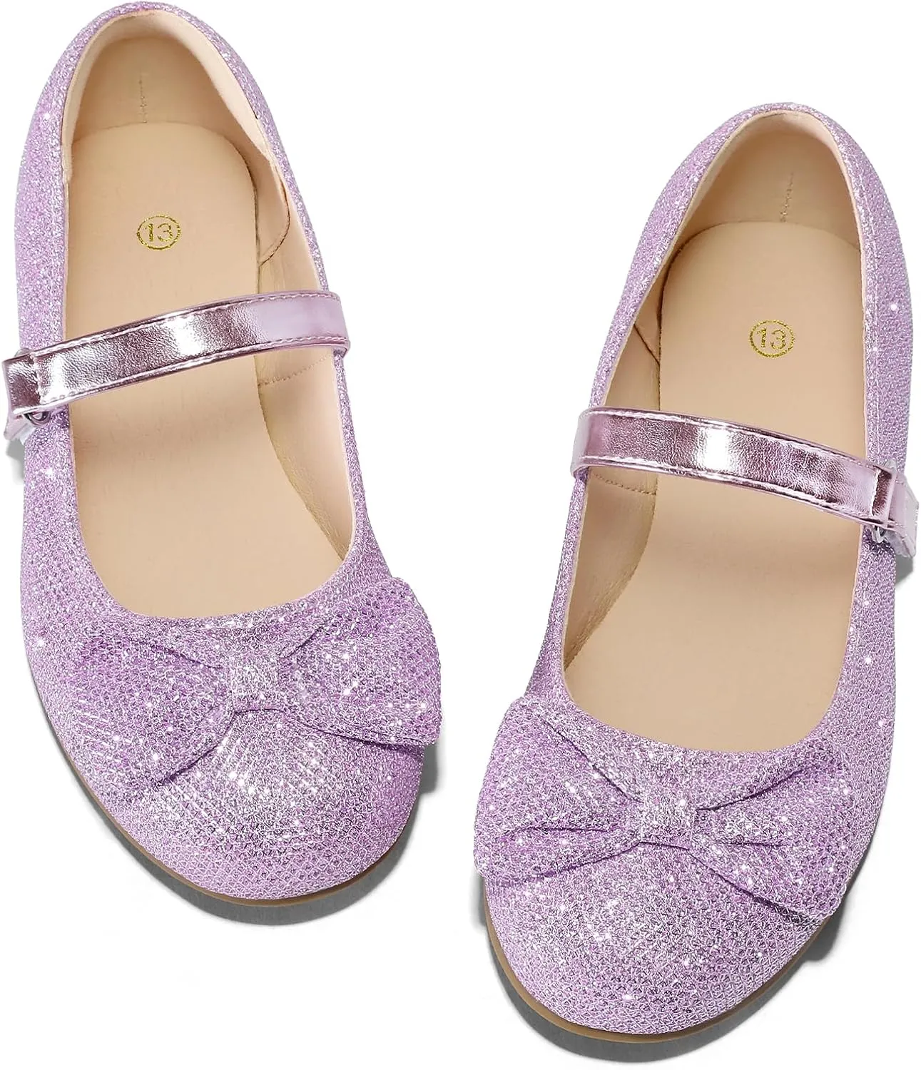 K KomForme Girl's Ballet Flats Non-Slip Soft Mary Jane Walking Party Dress Shoes for Toddler/Little Kid/Big Kid