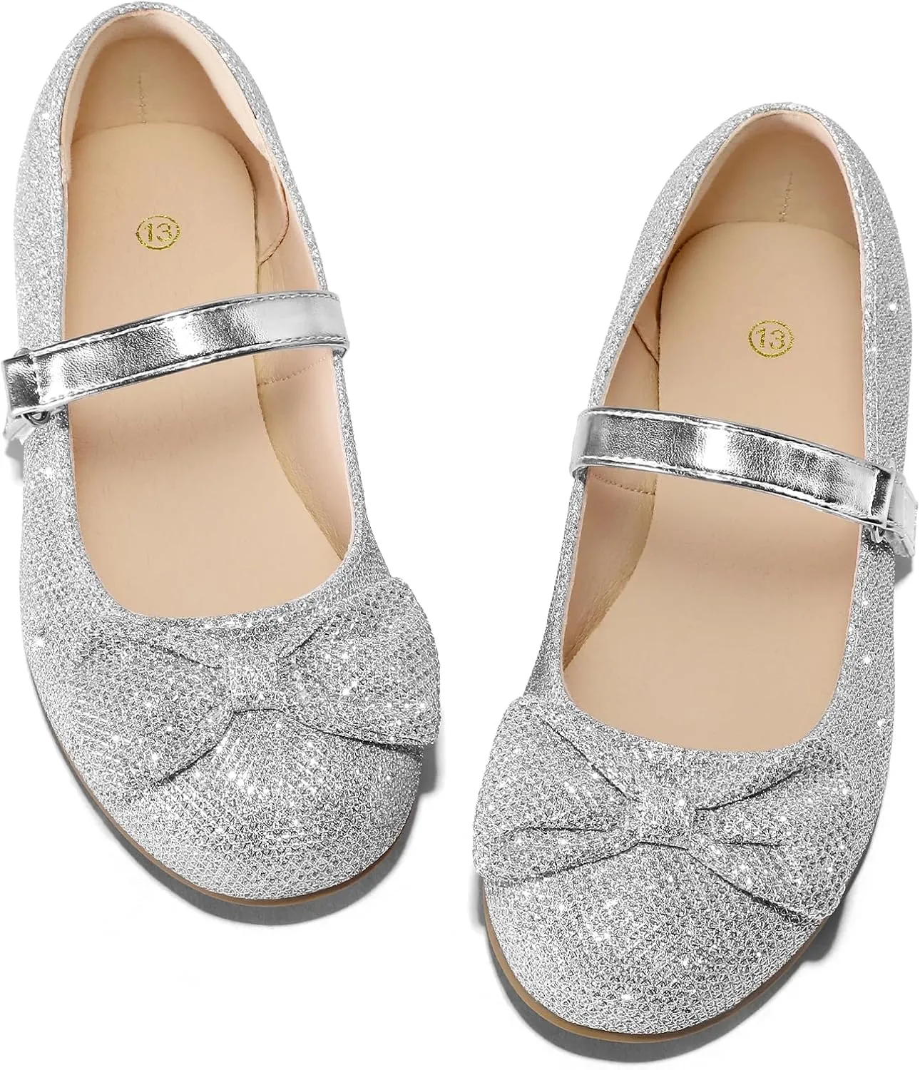 K KomForme Girl's Ballet Flats Non-Slip Soft Mary Jane Walking Party Dress Shoes for Toddler/Little Kid/Big Kid