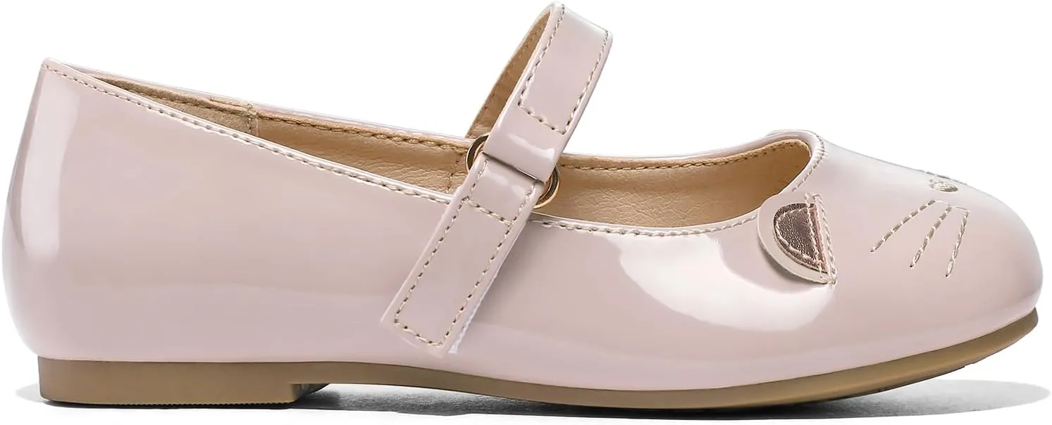 K KomForme Girl's Ballet Flats Non-Slip Soft Mary Jane Walking Party Dress Shoes for Toddler/Little Kid/Big Kid