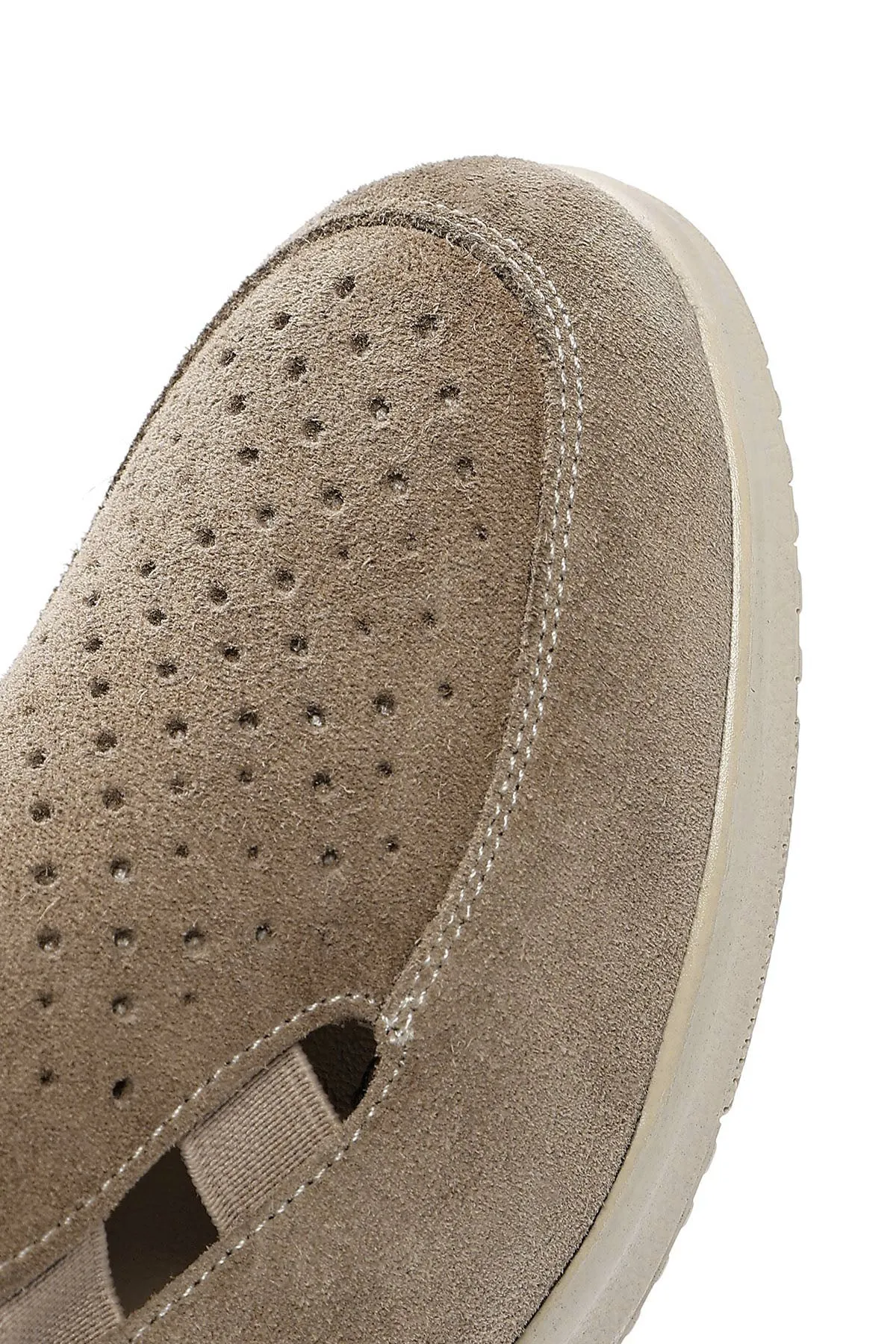 Kadın Bej Dolgu Topuklu Süet Deri Comfort Loafer