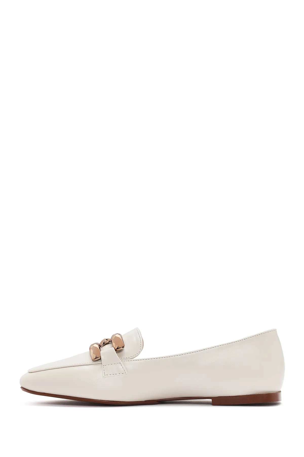 Kadın Beyaz Tokalı Maskülen Loafer