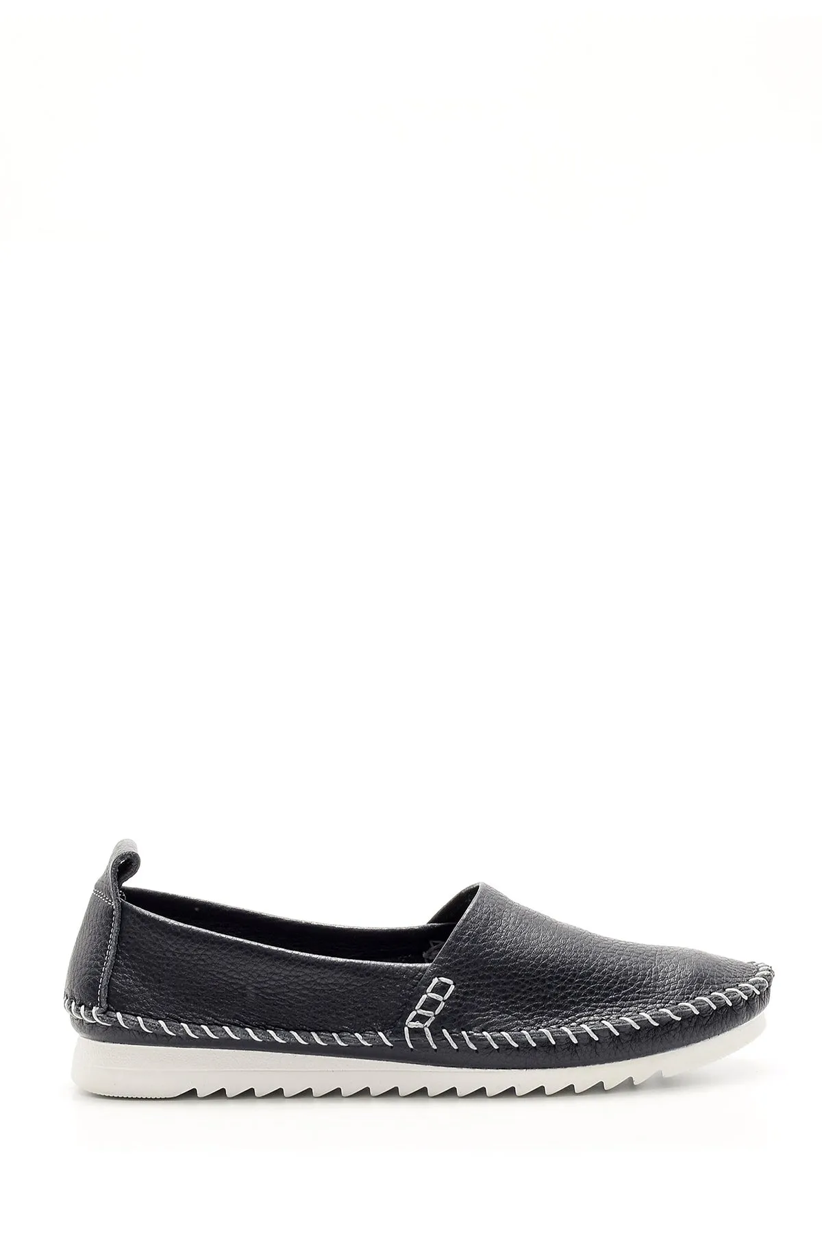 Kadın Dikiş Detaylı Deri Loafer