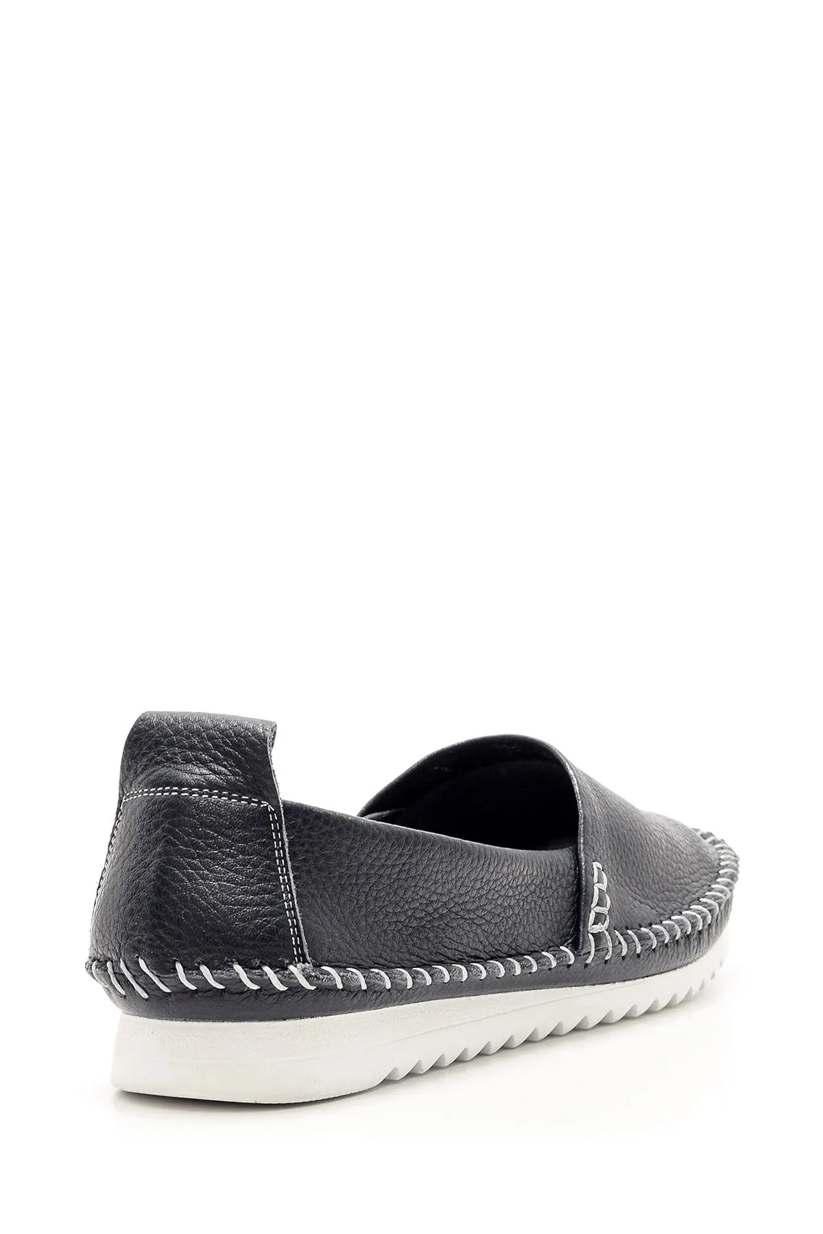 Kadın Dikiş Detaylı Deri Loafer