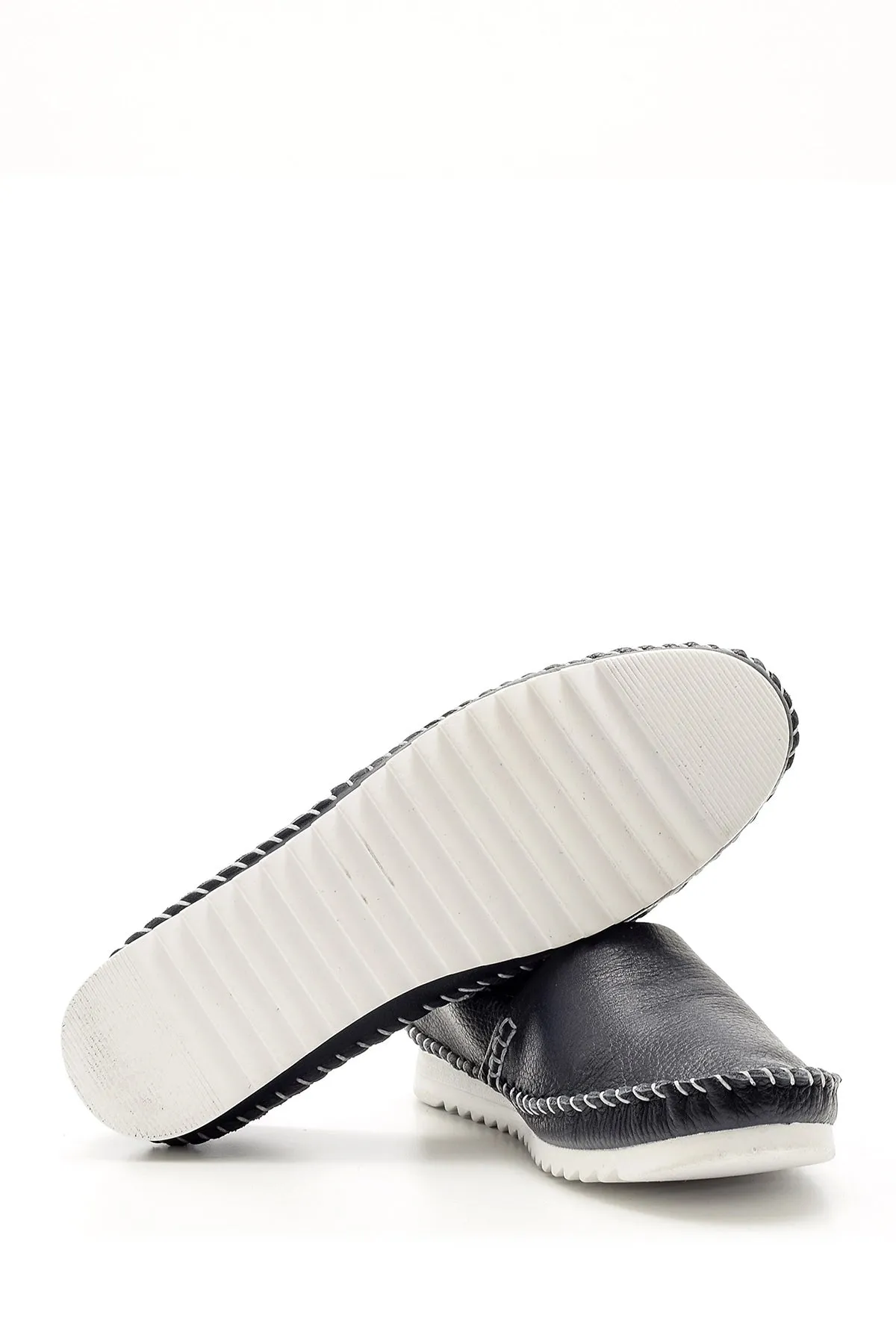 Kadın Dikiş Detaylı Deri Loafer